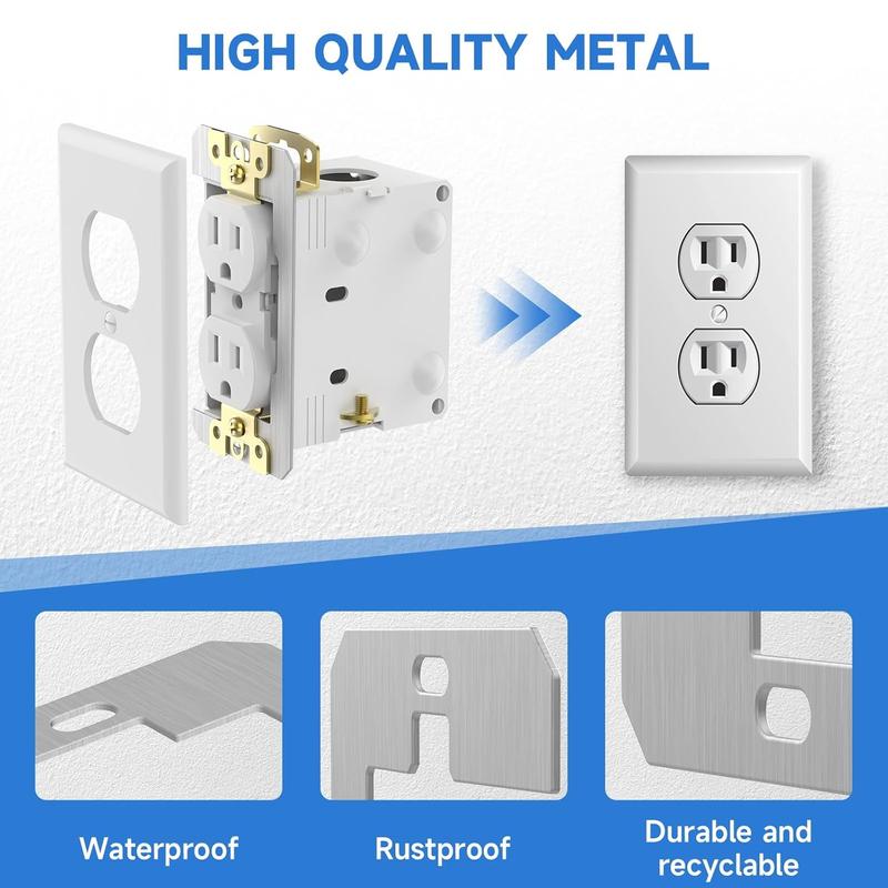 10 Pack Wall Plate Spacers - Metal Leveling Plates for Loose, Recessed & Crooked Electrical Outlets